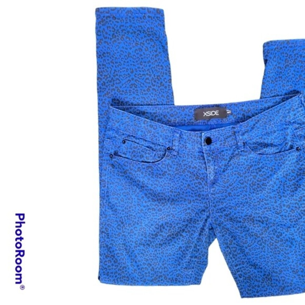 XSIDE SKINNY FIT BLUE ANIMAL PRINT JEANS - 40-K